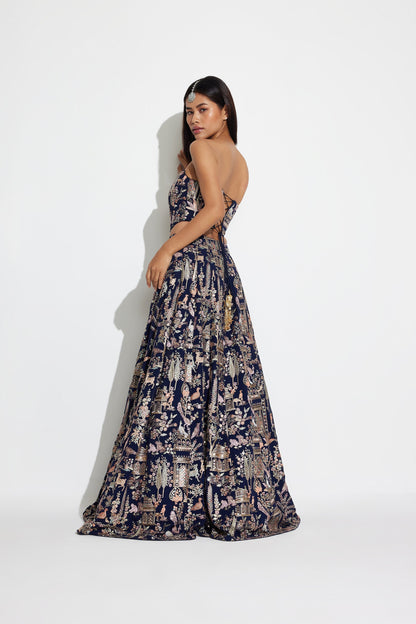 LIMITED EDITION: SASHA LEHENGA WITH CORSET (Navy blue)